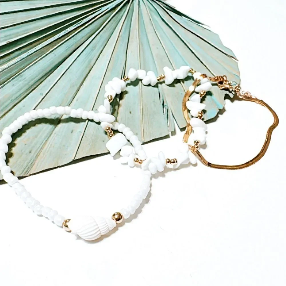 Boho white anklet S623 - Picture 3 of 4